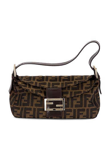 FWRD Renew Fendi Zucca Baguette Shoulder Bag in Brown