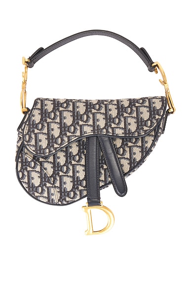 FWRD Renew Dior Trotter Oblique Mini Saddle Bag in Navy