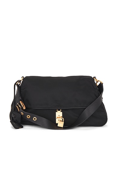 FWRD Renew Prada Tessuto Flap Shoulder Bag in Black