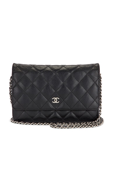 FWRD Renew Chanel Caviar Wallet On Chain in Black