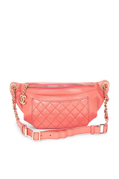 FWRD Renew Chanel Lambskin Classic Belt Me Up Belt Bag in Red