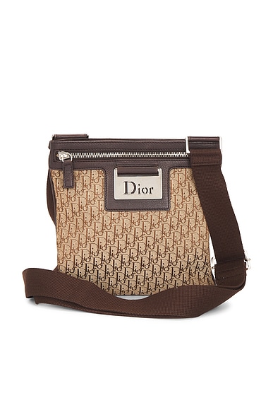 FWRD Renew Dior Street Chic Messenger Bag in Beige