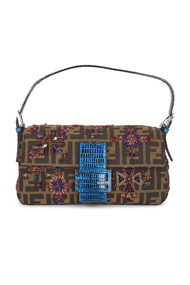 FWRD Renew Fendi Vintage Zucca Baguette Shoulder Bag in Brown