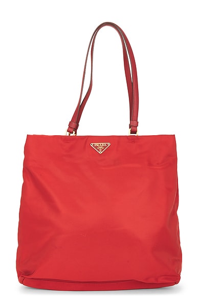 FWRD Renew Prada Tessuto Tote Bag in Red