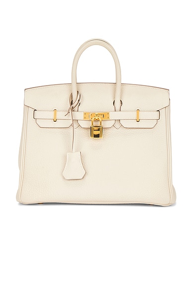 FWRD Renew Hermes Togo Birkin 25 Handbag in Craie