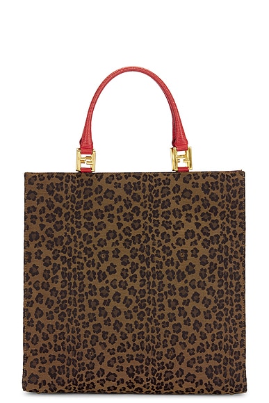 Fendi Leopard Shopping Tote Bag