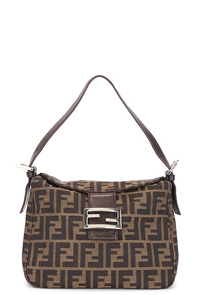 FWRD Renew Fendi Zucca Mama Forever Baguette Shoulder Bag in Brown
