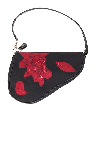 Dior Satin Embroidered Limited Edition Mini Saddle Bag