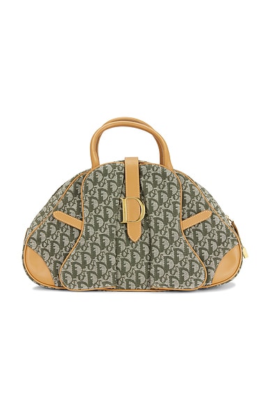 FWRD Renew Dior Vintage Diorissimo Double Saddle Bowler Bag in Beige