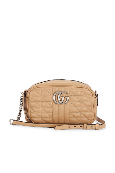 FWRD Renew Gucci GG Marmont Shoulder Bag in Beige