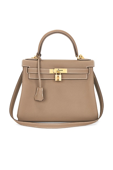 FWRD Renew Hermes Togo Kelly 28 Handbag in Etoupe