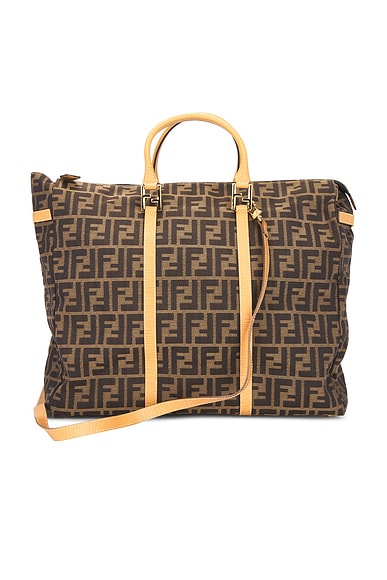 FWRD Renew Fendi Zucca Boston Bag in Brown