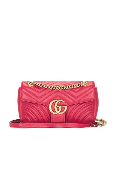 FWRD Renew Gucci GG Marmont Shoulder Bag in Hibiscus Red