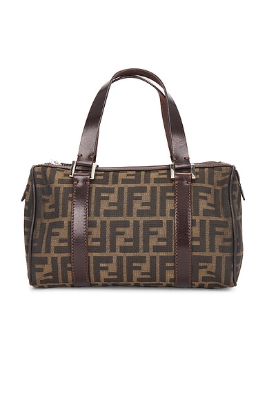 FWRD Renew Fendi Zucca Boston Bag in Brown