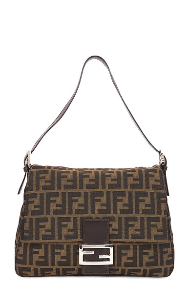 FWRD Renew Fendi Zucca Mama Forever Baguette Shoulder Bag in Tobacco Brown