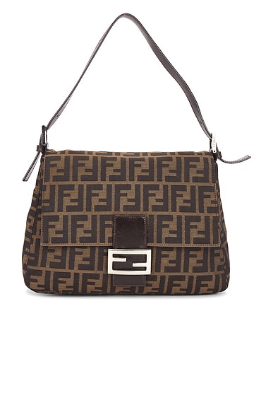 FWRD Renew Fendi Zucca Mama Forever Baguette Shoulder Bag in Tobacco Brown