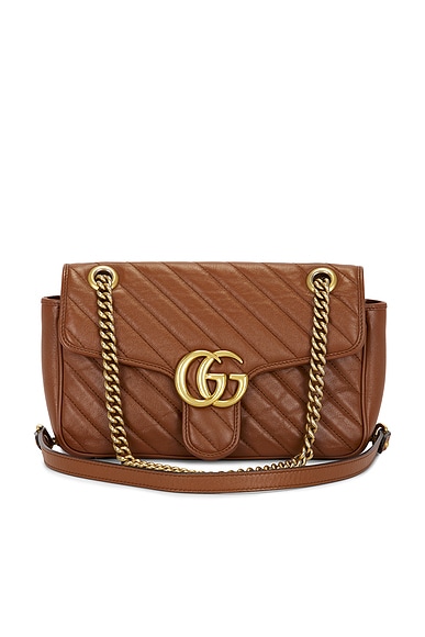 FWRD Renew Gucci GG Marmont Shoulder Bag in Tan