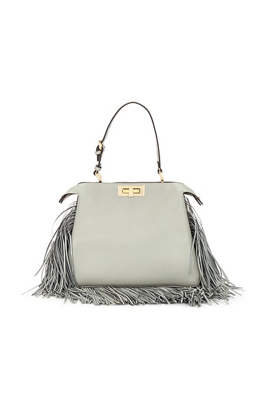 FWRD Renew Fendi Fringe Peakaboo Handbag in Grey