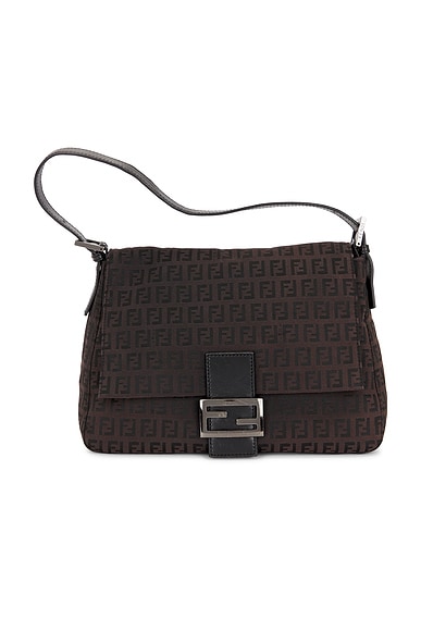 FWRD Renew Fendi Zucchino Mama Baguette Shoulder Bag in Brown