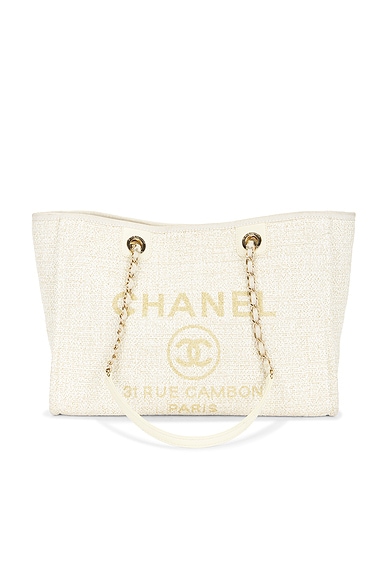 FWRD Renew Chanel Small Deauville Tote Bag in White