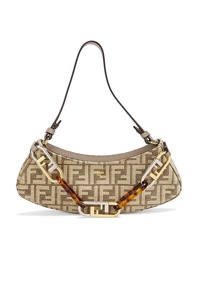 FWRD Renew Fendi O'Lock Swing Shoulder Bag in Beige