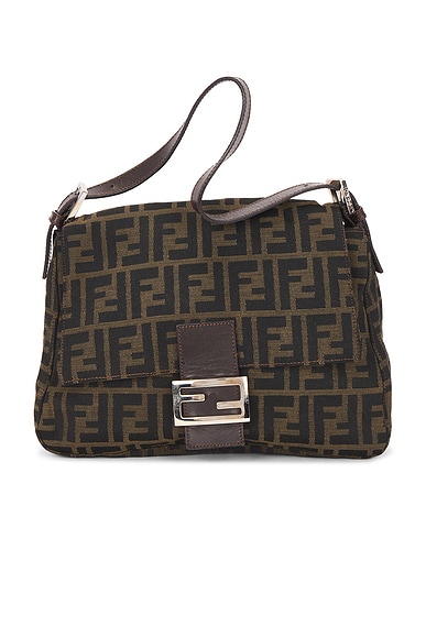 FWRD Renew Fendi Zucca Mama Baguette Shoulder Bag in Tobacco Brown
