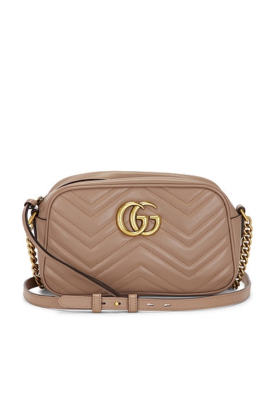 FWRD Renew Gucci Mini GG Marmont Shoulder Bag in Dusty Pink