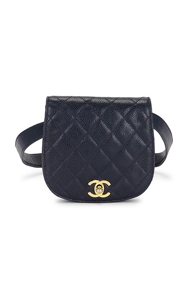FWRD Renew Chanel Caviar Belt Bag in Navy