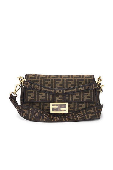 FWRD Renew Fendi Zucca FF 1974 Baguette Shoulder Bag in Brown