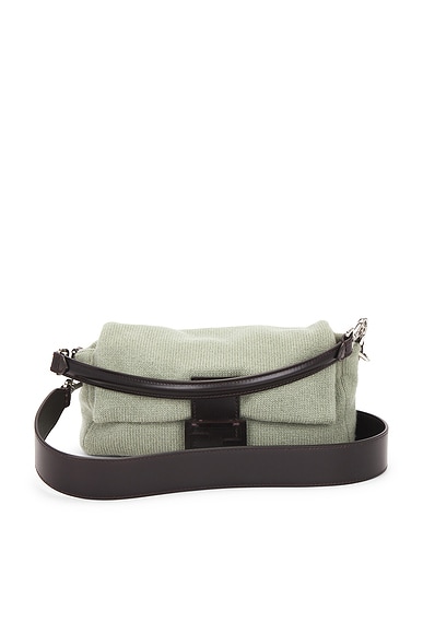 FWRD Renew Fendi Cashmere Baguette Shoulder Bag in Grey