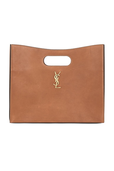 FWRD Renew Saint Laurent New Le Carre Bag in Brick & Dark Ebene