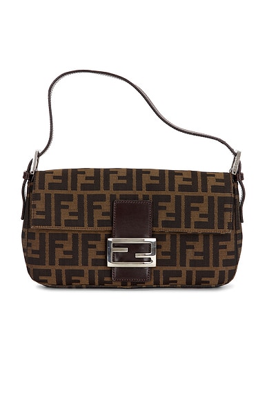 FWRD Renew Fendi Zucca Baguette Shoulder Bag in Tobacco Brown