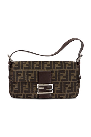 FWRD Renew Fendi Zucca Baguette Shoulder Bag in Tobacco Brown
