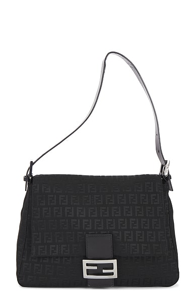 FWRD Renew Fendi Zucchino Mama Baguette Shoulder Bag in Black