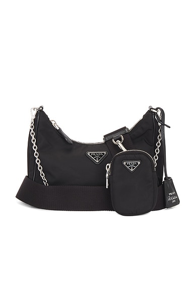 FWRD Renew Prada Re-Edition 2005 Re-Nylon Shoulder Bag in Black