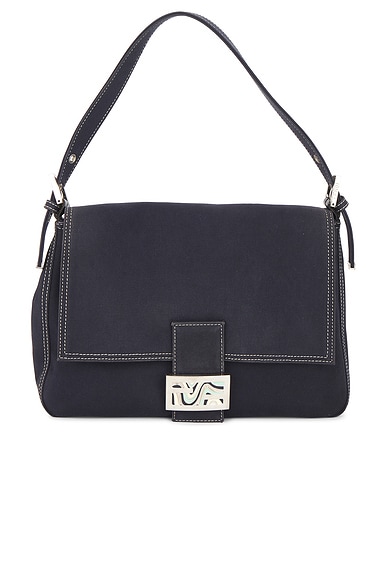 FWRD Renew Fendi Mama Baguette Shoulder Bag in Blue