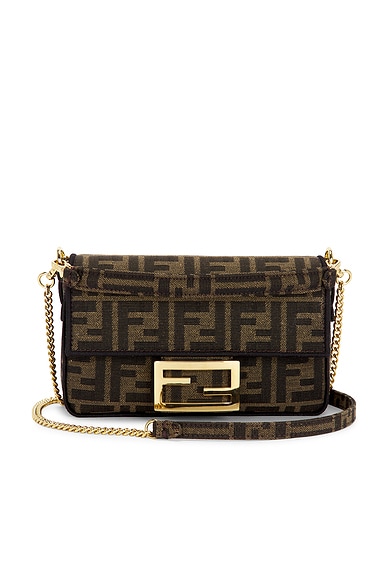 FWRD Renew Fendi FF 1974 Mini Baguette Shoulder Bag in Brown