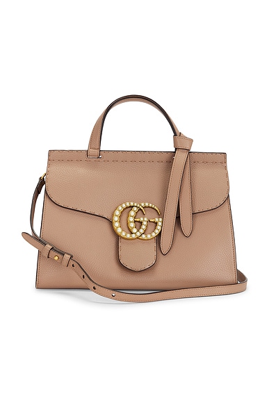 FWRD Renew Gucci GG Marmont Shoulder Bag in Beige
