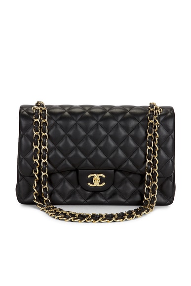 FWRD Renew Chanel Lambskin Jumbo Double Flap Bag in Black