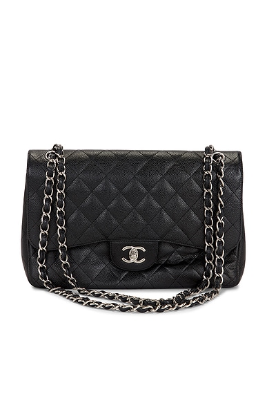 FWRD Renew Chanel Caviar Classic Flap Bag in Black