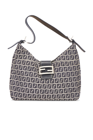 FWRD Renew Fendi Zucchino Shoulder Bag in Grey
