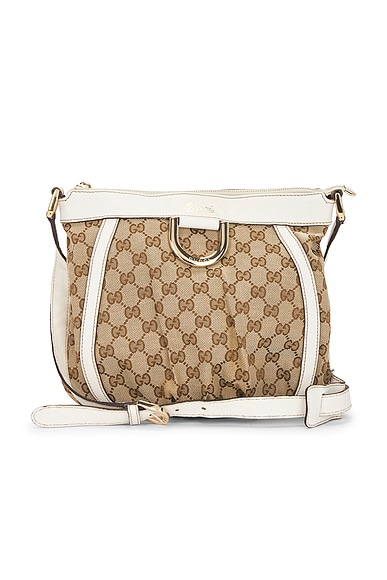 FWRD Renew Gucci Abbey Messenger Bag in Beige