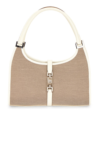 FWRD Renew Gucci Bardot Shoulder Bag in Beige