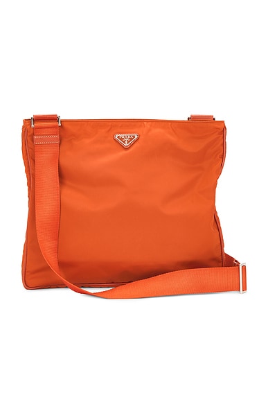 FWRD Renew Prada Tessuto Flat Messenger Bag in Orange