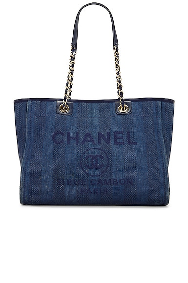 Pre-owned Chanel Deauville Tote Bag In Blue