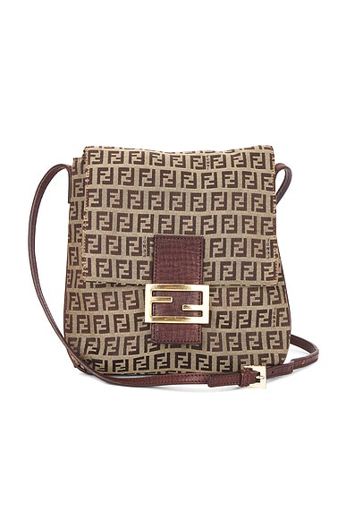 FWRD Renew Fendi Zucchino Shoulder Bag in Beige