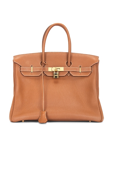 FWRD Renew Hermes Togo Birkin 35 Retourne Handbag in Gold