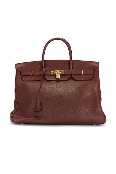 FWRD Renew Hermes Fjord Birkin 40 Handbag in Maroon Fonce