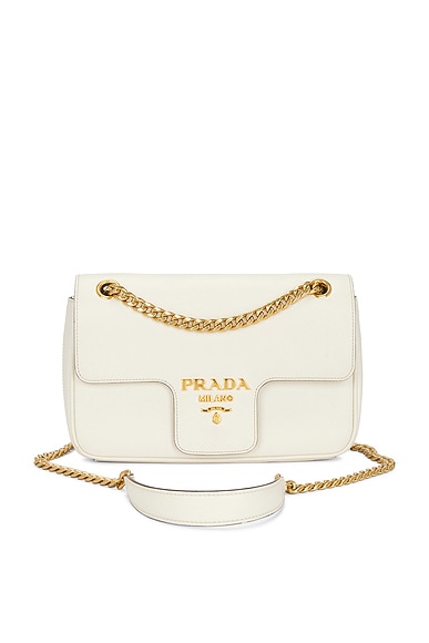 FWRD Renew Prada Saffiano Shoulder Bag in White
