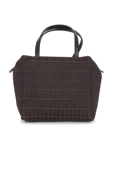FWRD Renew Fendi Zucchino Handbag in Black